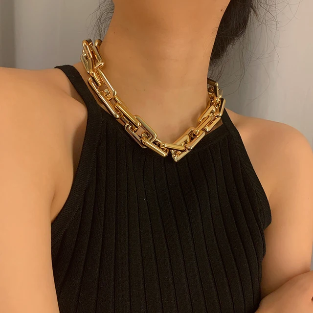 

Hip Hop Punk CCB Short Metal Chain Necklace Accessories Exaggerated Personality Clavicle Chain Necklace Female Nightclub Dedicat