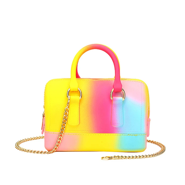 

CL034 Factory wholesale bucket macaron portable female pvc jelly beach trendy shoulder bag colorful