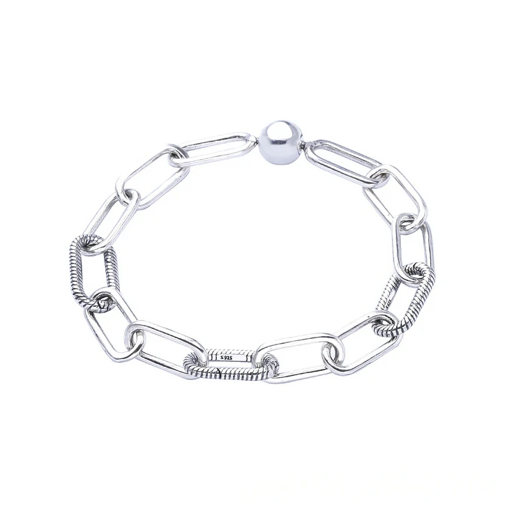 

New collection luxury diy 925 silver me slender link bracelet, Silver color