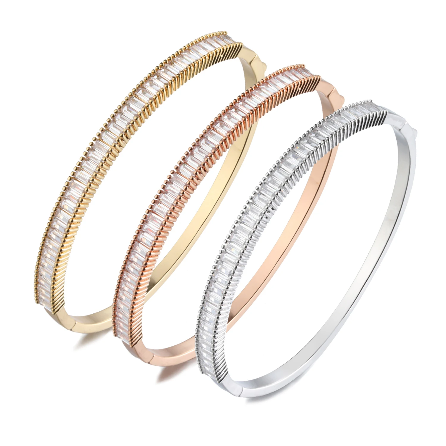 

The Newest Products Fashion Silver Gold Pink Gold Color Plated CZ Jewelry Women Bracelet
