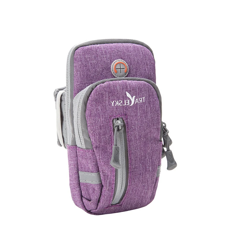 

Wholesale Polyester universal running sport cell mobile phone arm bag, Grey,purple,dark blue,red