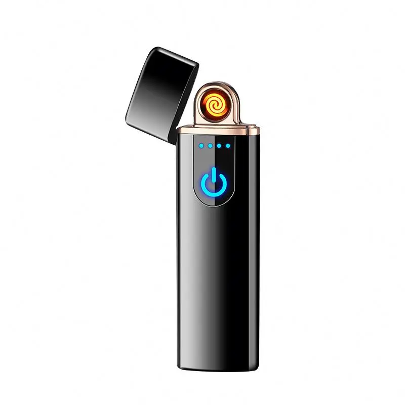 

New thin usb charging lighter touch screen electronic cigarette lighters small rechargeable electric lighter, Black, silver blue,red, gold