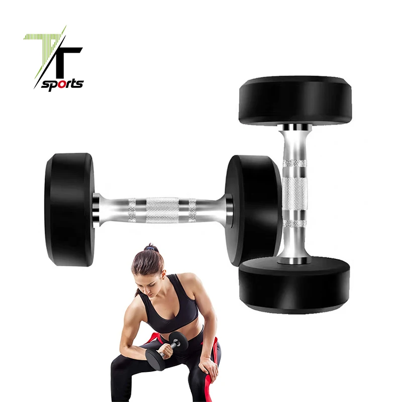

TTSPORTS Commercial Dumbell Weights Set Gym Equipment Fitness Black Pu Round Dumbbell