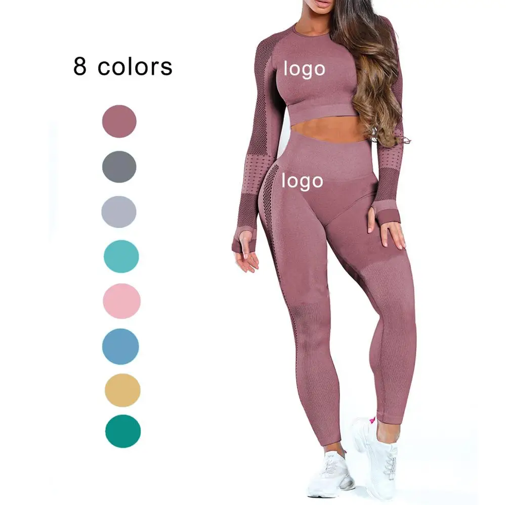 

2020 Hot Selling 8 colors new high quality long sleeves top mesh Gym Woman Fitness Yoga Wear