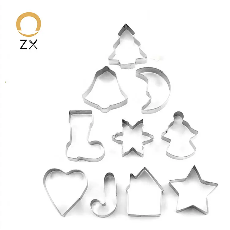 

10 PCS stainless steel Santa Claus and Christmas tree baking tools cake Biscuit Cookie mould, Silver