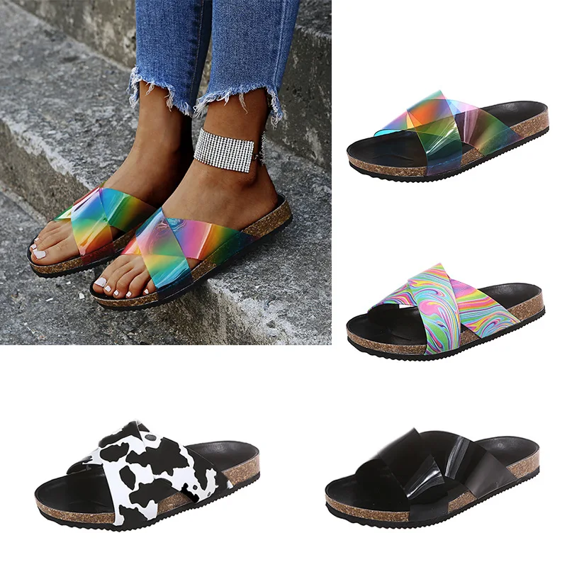 

Plus Size Women's Slippers 2021 New Fashion All-match Outer Wear Round Head Flat-Bottom Non-slip Sandals