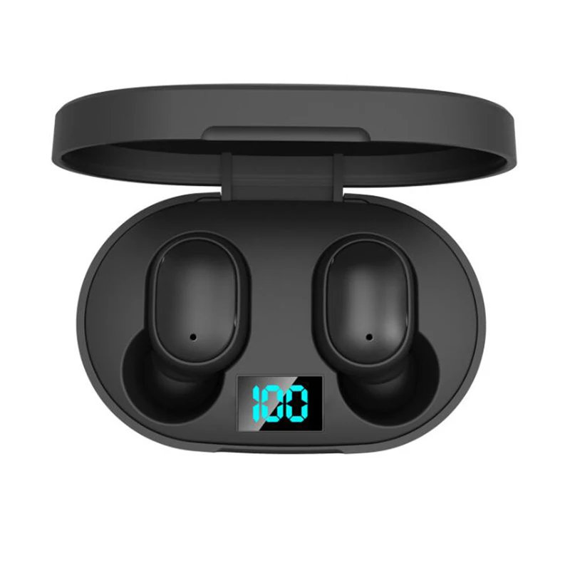 

2020 TWS 5.0 E6s Earphone Wireless Earbuds Noise Cancelling LED Display With Mic Handsfree Earbuds for Xiaomi Redmi Airdots A6S, Black