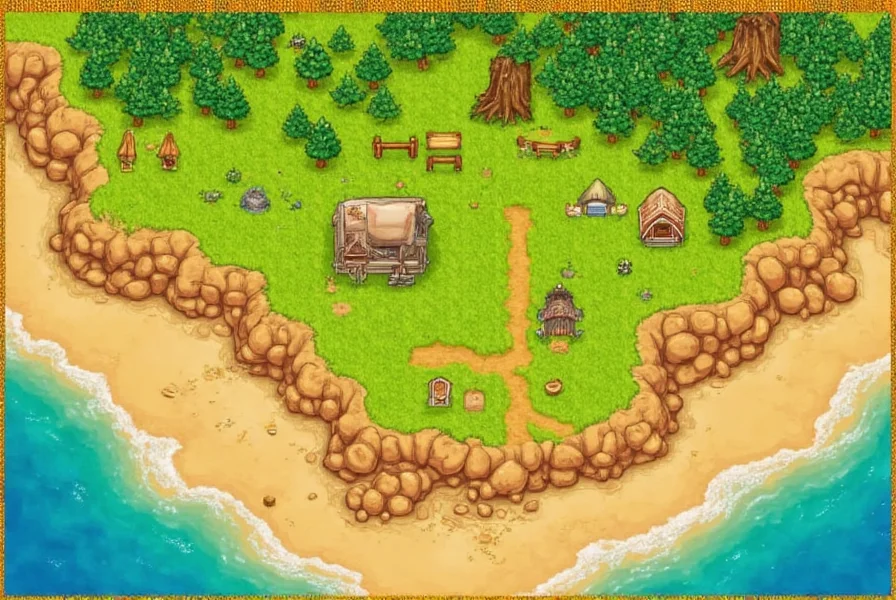 Stardew Valley Ginger Island volcano interior showing treasure chest and lava pools