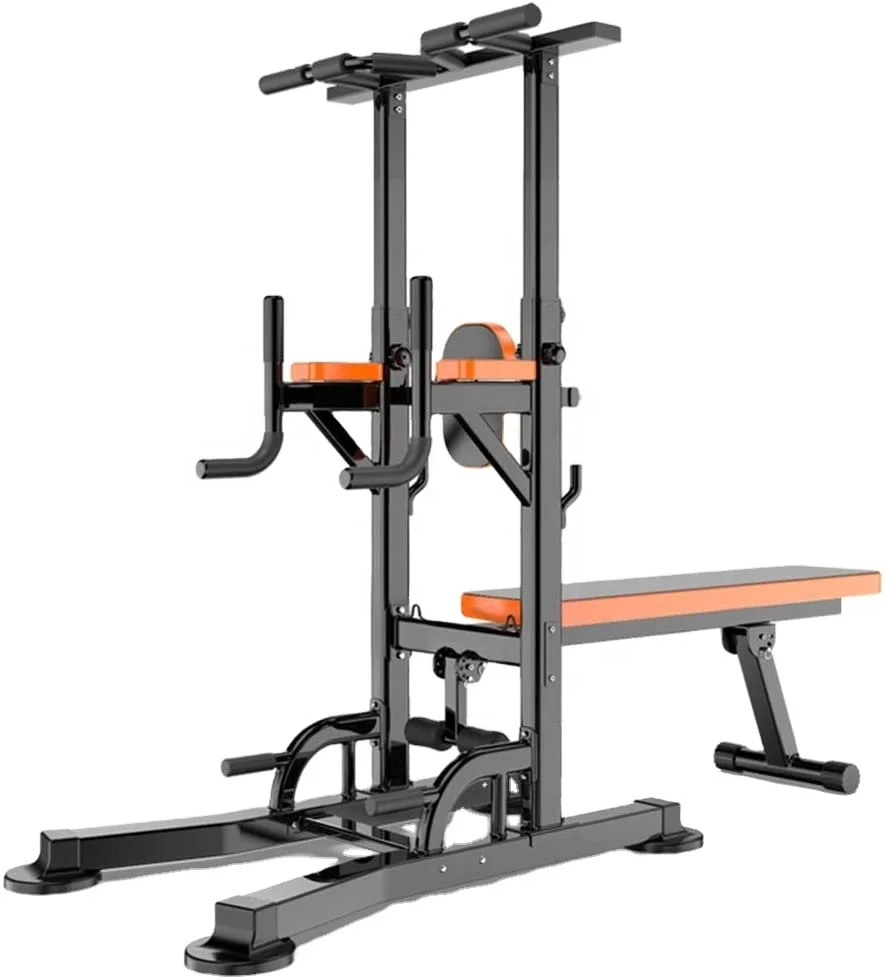 

OEM Factory Horizontal Bar Power rack with Weight Bench Dip Station Tower Single Parallel Bar Fitness Equipment Pull Up Bar, Orange