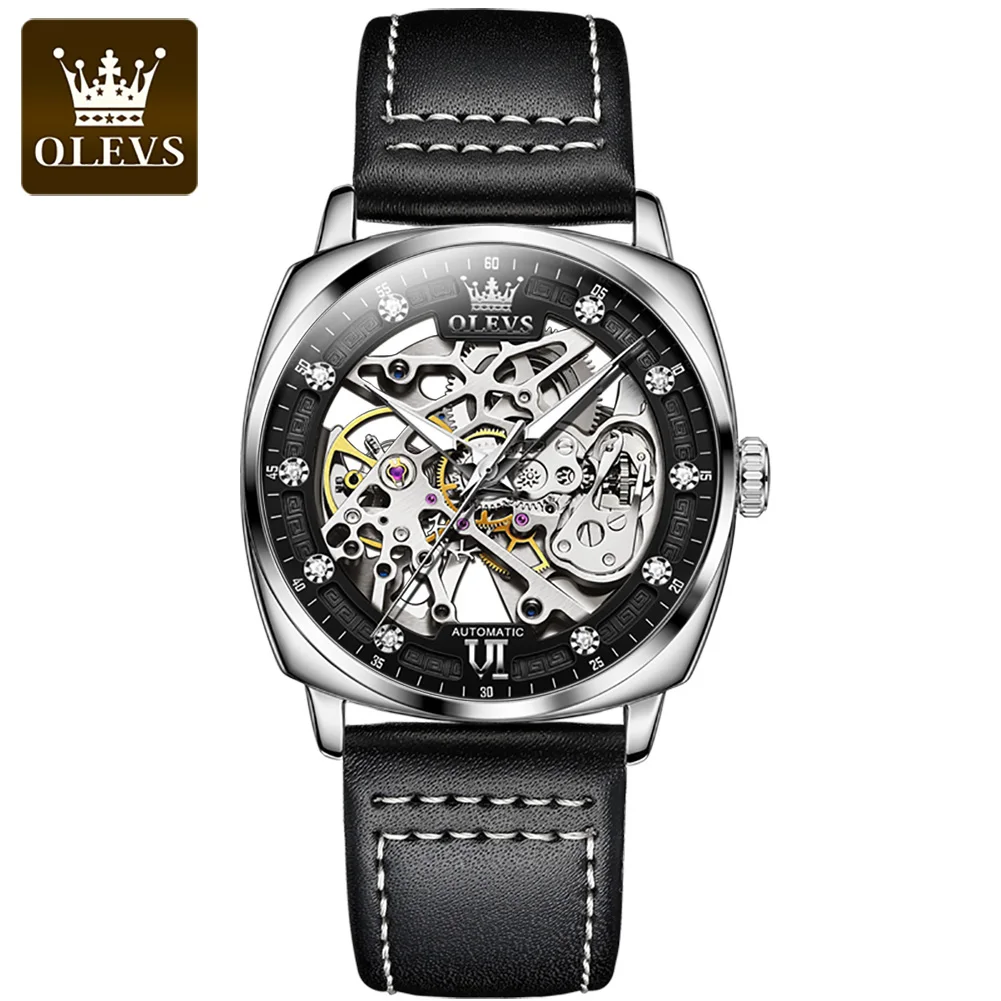 

Olevs Hot Sale China Suppliers Custom Logo Low Moq Fashion Wrist Quality Square Automatic Mechanical Luxury Watch