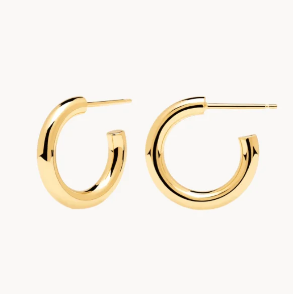 

Trendy Jewelry 2021 Earrings 14k Yellow Gold Classic Hoop Earrings Stainless Steel Simple Women Thick Plain Hoop Earrings