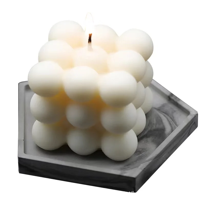 

Free sample Cube Cute Soy Wax Aromatherapy Small Candles scented relaxing 3d silicone candle molds bubble candle mold