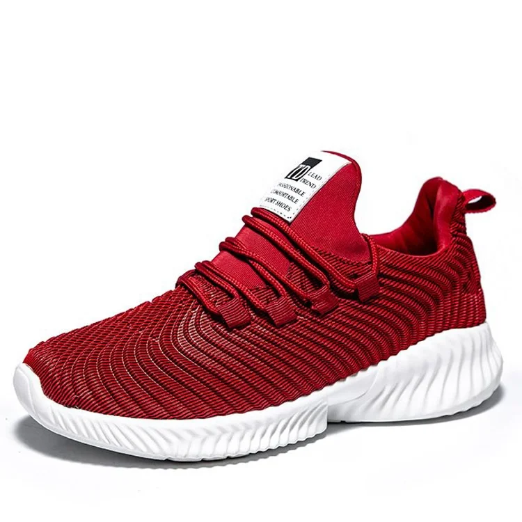 

China wholesale classic simple design breathable fly mesh knit upper antiskid soft sole comfortable casual men sneakers, 3 color ways