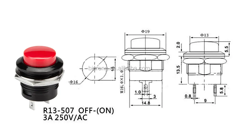 R13 507 16mm Momentary OFF ON Starter horn Alibaba