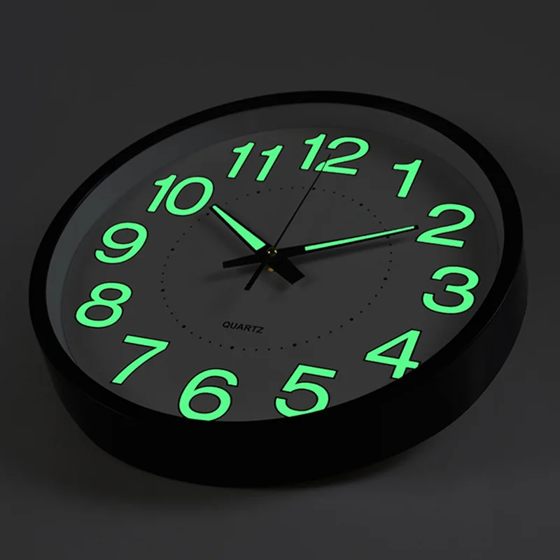 

12 inch luminous plastic quartz bedroom living room simple wall clocks home decore digital clock