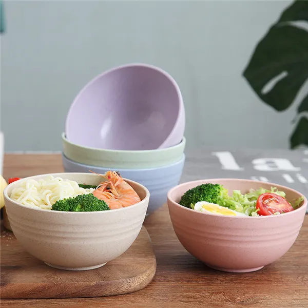 

Best Quality Food Grade Biodegradable Eco Friendly Reusable Tableware Wheat Straw Bowls Set, Customized