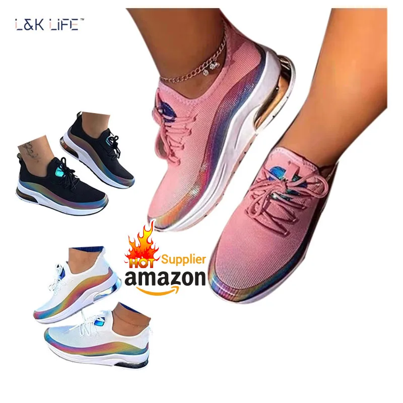 

New fashion colorful reflective fly mesh breathable shoes Tennis Sneakers summer women casual sports shoes