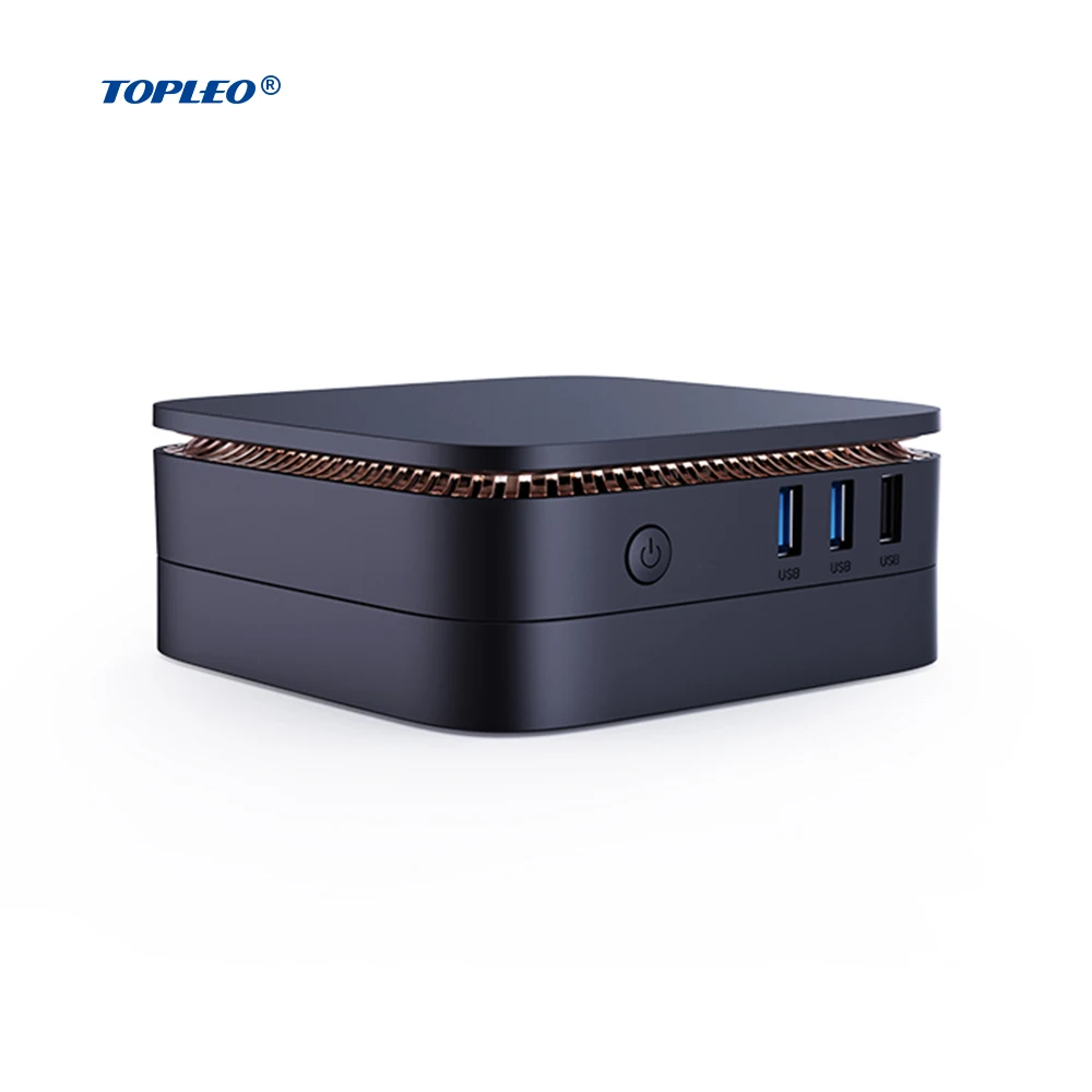 

Topleo Computer Desktop Mini Pc advisement player Dual Lan 1000M Fan Heat Sink computer desktop mini gaming pc