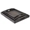 Country Rustic Torched Wood Nesting Breakfast Serving Trays with Handles Set of 3