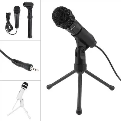 

New Condenser Microphone 3.5mm Plug Home Stereo MIC Desktop Tripod for PC YouTube Video Skype Chatting Gaming Podcast Recording