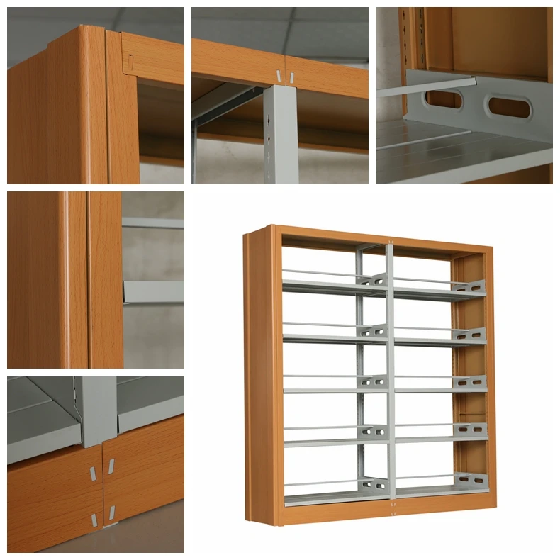 Double side Iron bookshelf for library
