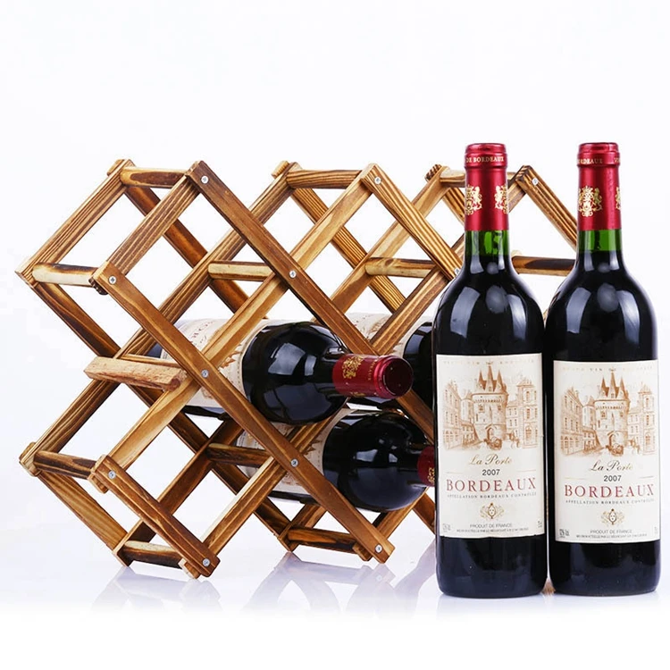 
2020 Custom New Arrival Wooden Wine Bottle Holders Creative Practical Collapsible Living Room Cabinet Red Wine Display Racks 