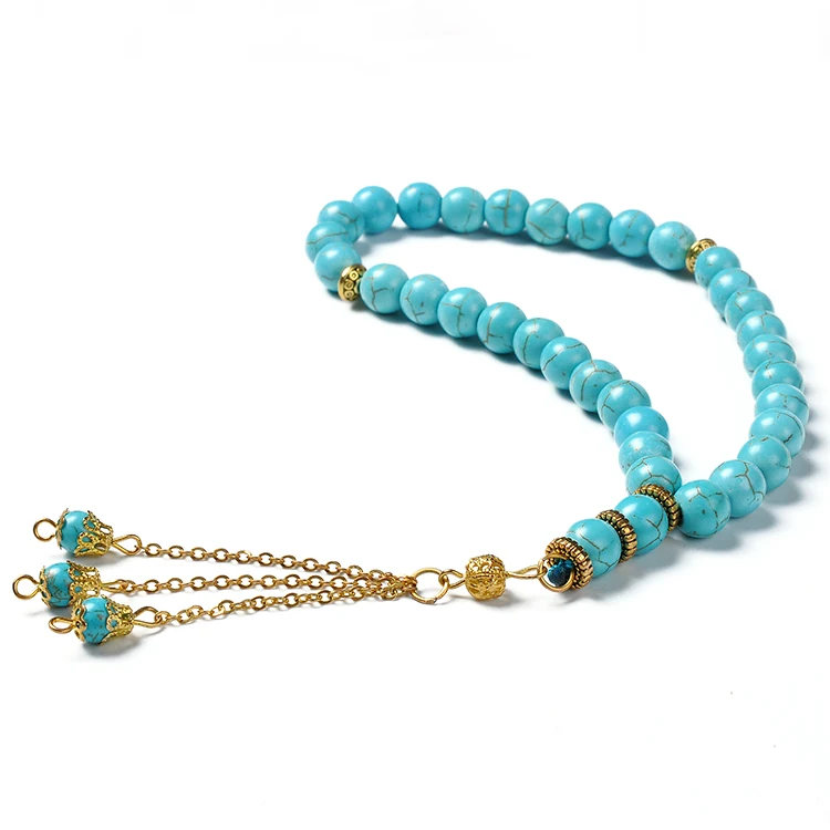 

YYS001 islamic male jewelry muslim rosary jade stone arab Turquoise digital turkish 33 tasbeeh prayer beads tesbih tasbih, Natural