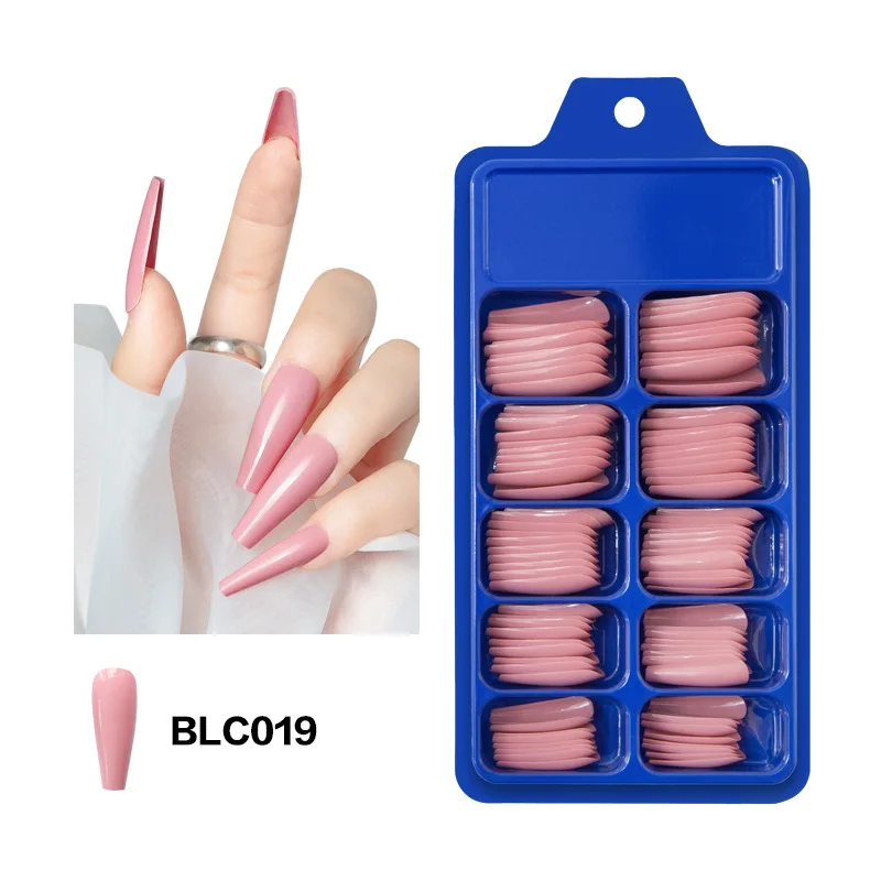 

Free Sample 100 Pcs/Box Coffin Nail Tips Ballet Manicure Patch Press On False Nails Full Cover Nail Tips, Multi color