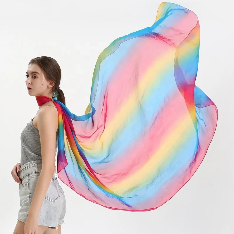 

MIO Sexy Beach Chiffon Rainbow Scarf Bikini Coverup Women Shawl Oversized Scarf, 5 colors in stock