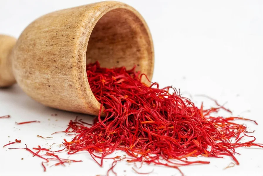 Close-up comparison of saffron threads next to turmeric powder showing color differences for saffron replacement guide