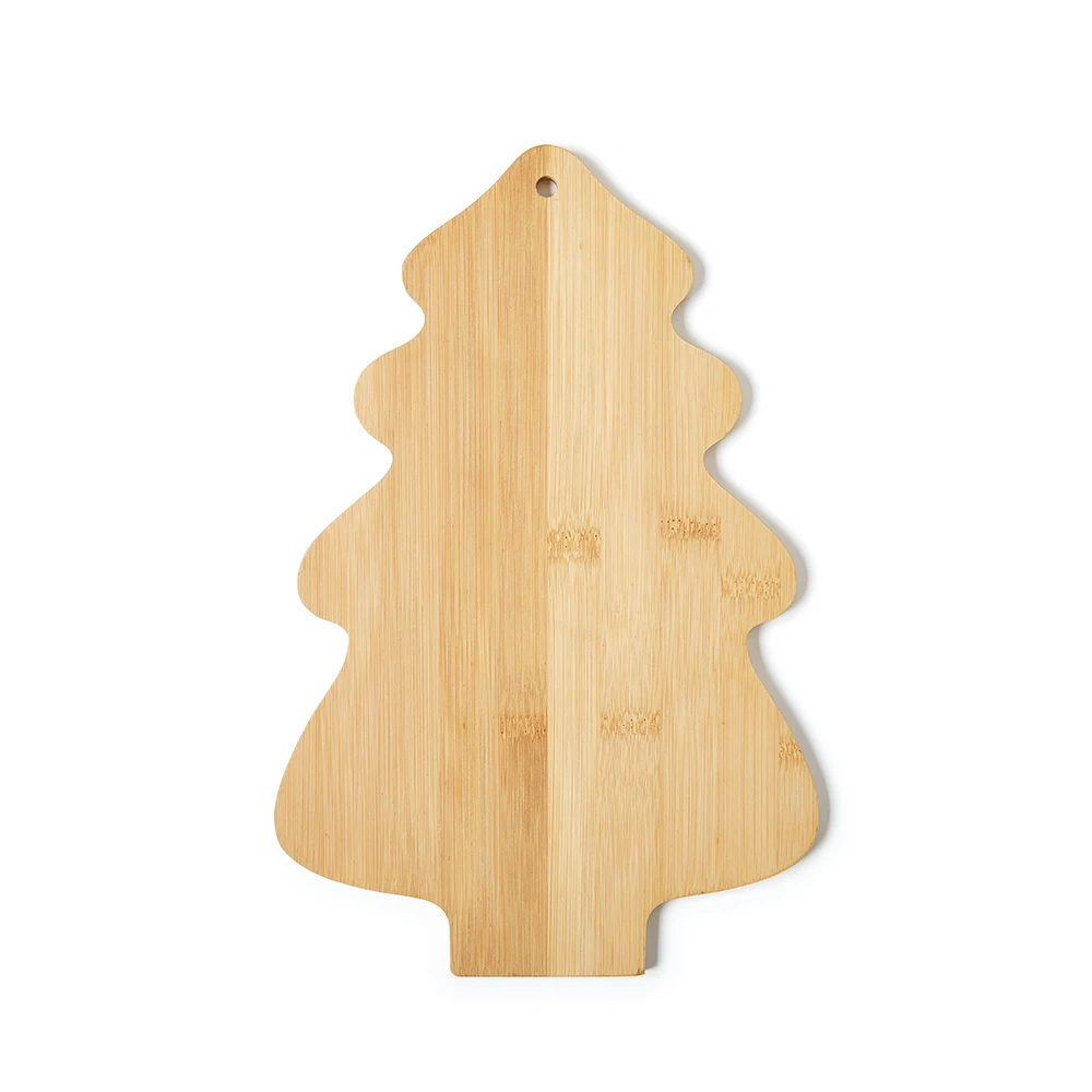 

Kitchen Bamboo Christmas Tree Shape Bread Cheese Food Breakfast Cutting Board Serving Tray, Natural