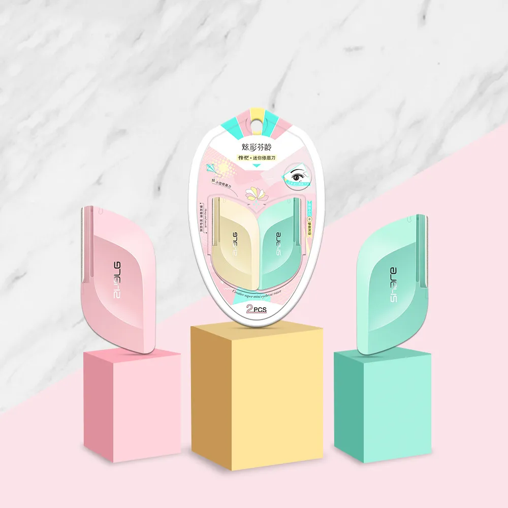 

2PCS Set Creative Super Mini Rhombic Eyebrow Trimmer Razor Shaver Eyebrows Remover Trimmer Anti Scratch Design With Cover