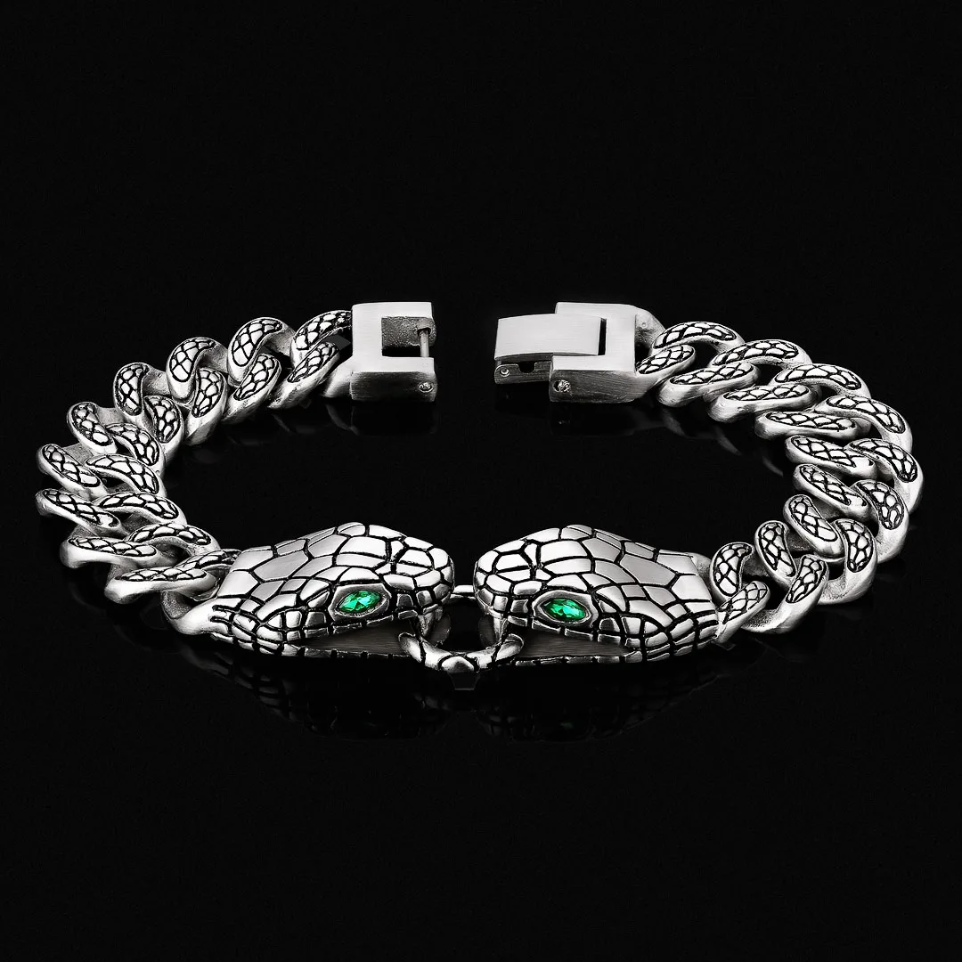 

KRKC Women Snake Jewelry Popular Double Snake Head Charm Bracelet Design PVD Plating Stainless Steel Trendy High Quality Luxury
