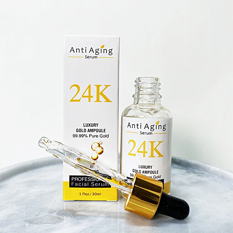 

OEM Private Label Face Skin Care 24k Nano Gold Korea Foil Face Essence Liquid Whitening Anti Wrinkle Anti Aging Facial Serum