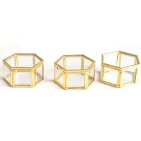 

Hexagon heart square rectangle mini ROSE GOLD>>>Custom high quality wholesale wedding gift display brass glass round jewelry box
