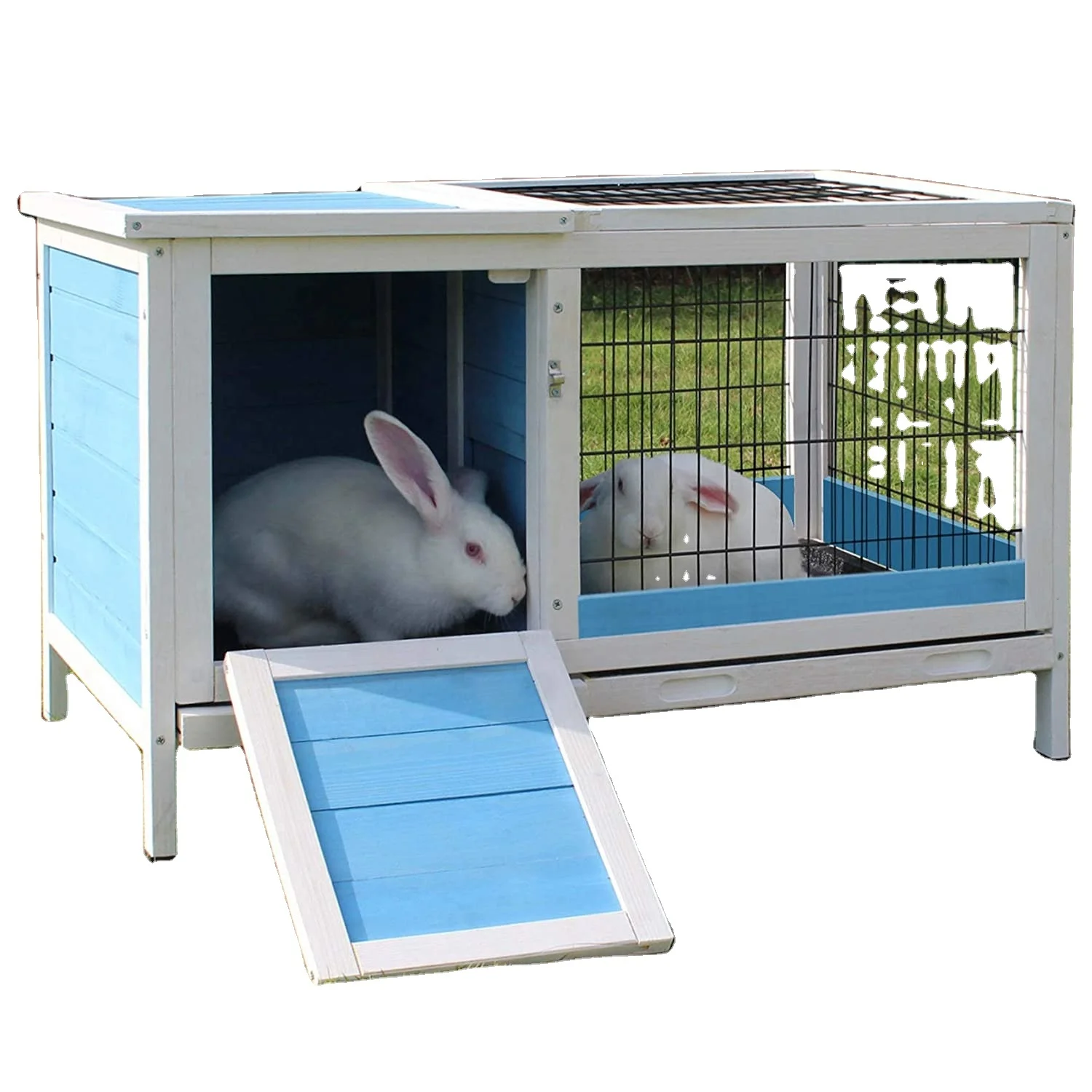 

Custom Rabbit Hutch Cage Outdoor Indoor Wooden Rabbit House Warm for sale, Blue, green, red, grey/ custom