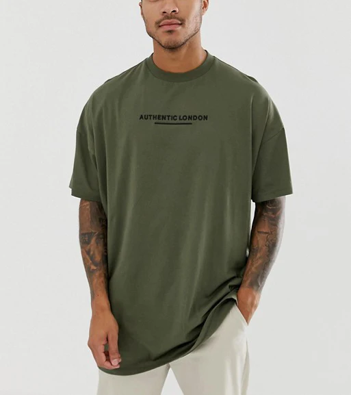 

100% Cotton Dropped Sleeves Crew Neck Oversized Longline T-shirt Custom T Shirt