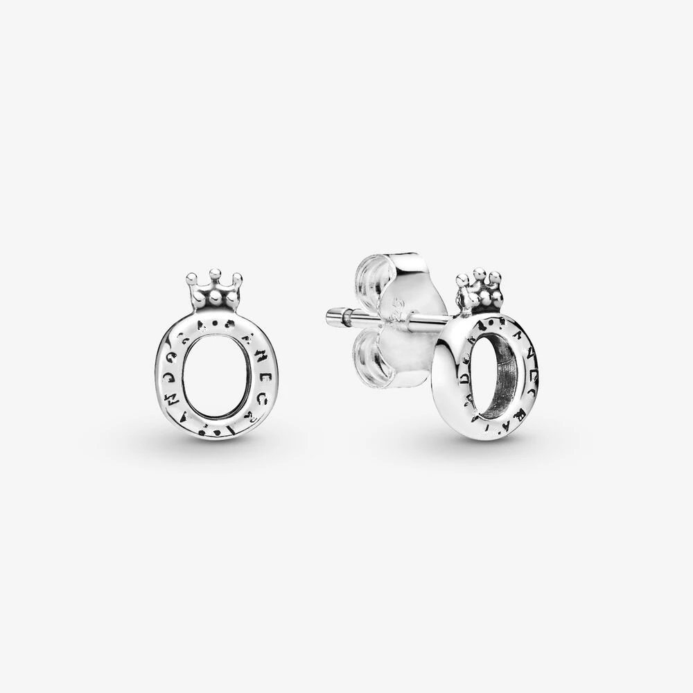 

2020 New Women Polished Crown O Stud Earrings For Pandora Jewelry Gift Romantic Earrings
