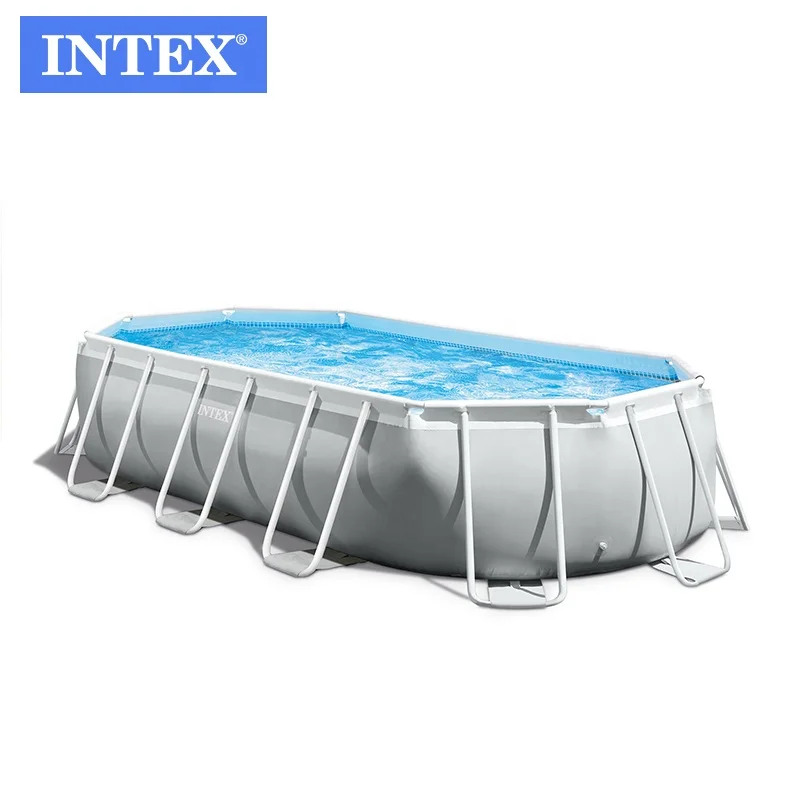 

Intex 26798 16FT6IN X 9FT X 48IN PRISM FRAME OVAL POOL Adult Swimming Pool Set Above Ground Swimming Pool, Gray