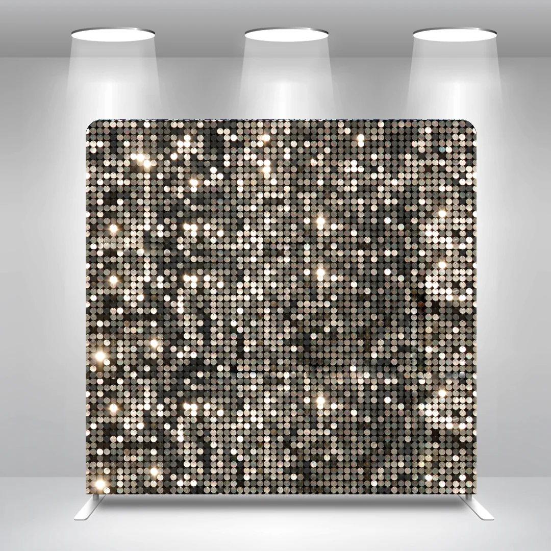 Fabric Black White Sequin 8x8ft 10x8ft 10x10ft 20x8ft Birthday Straight Pillow Case Photo Booth Backdrop Cover