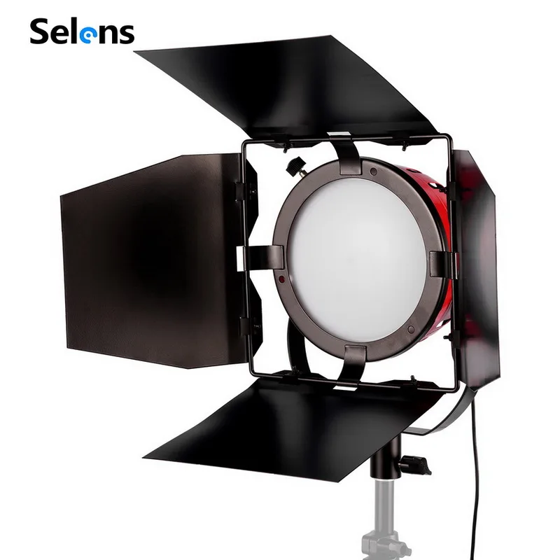 

Selens 110W LED Red Head Light Dimmable Dual color temperature Light 5 meter wire with switch Photo Studio Lamp with barn door, Red & black