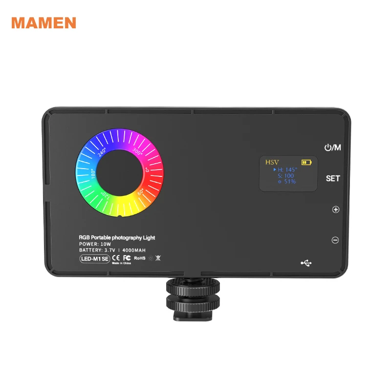 

MAMEN Photography Lighting Kit M1SE RGB LED 3000K-6500K Dimmable Video Camera Smartphone Vlog Lamp fill light