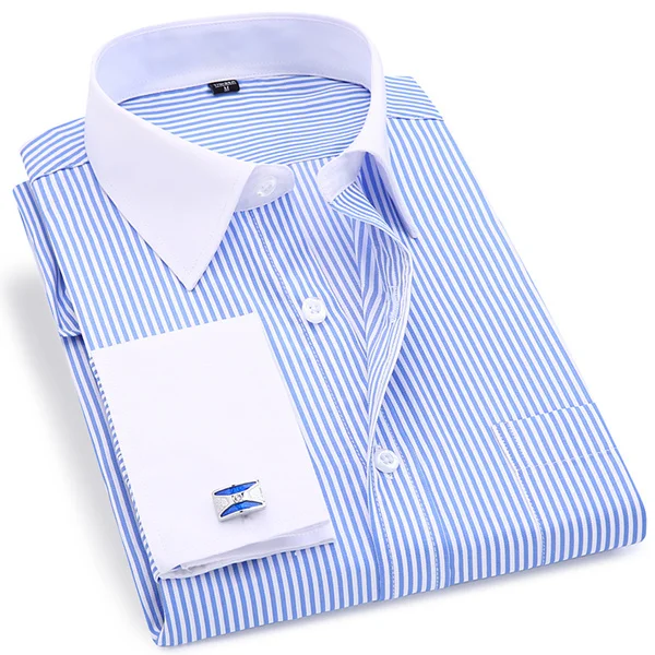 

6XL 5XL Large Size French Cufflinks Mens Shirts Casual Men Shirt Long Sleeve French Cuff Mens Shirts Street Wear, Customized color