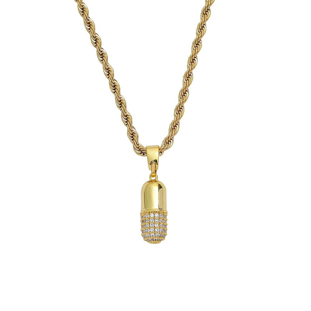 CN304 Small Size Brass CZ Pendants Iced Out Hip Hop Necklace Gold Color Silver Color