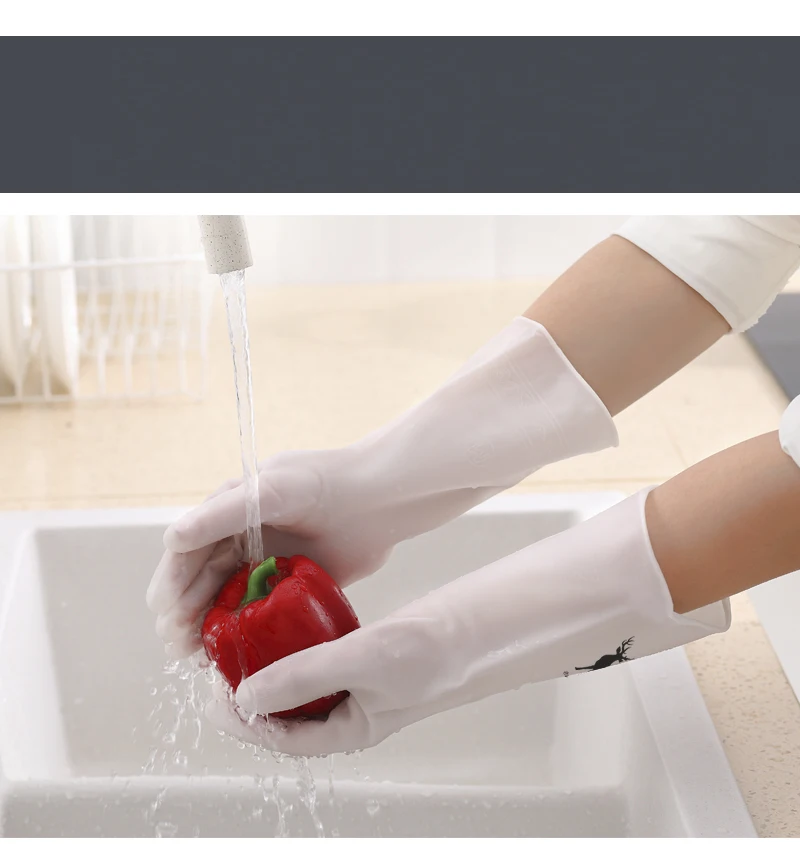 Extra Long Sleeve Korea Household Cleaning Waterproof Latex Gloves ...