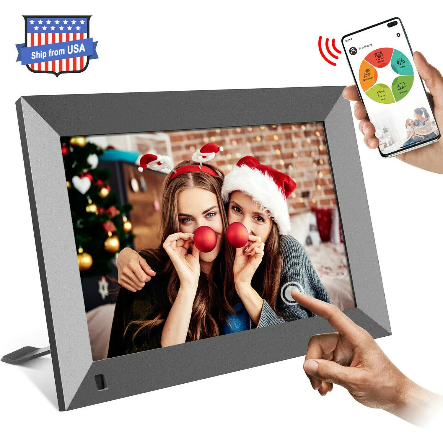 

Frameo APP Super Slim Black White Color 8 Inch Ips 1024*600 Wifi Cloud Digital Picture Frame With Touch Screen from oem factory