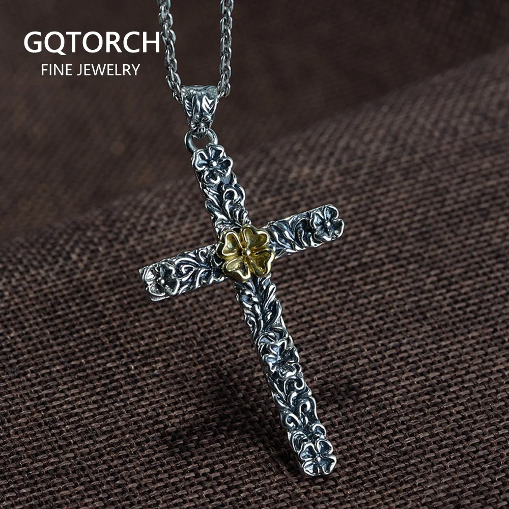 

Genuine Sterling Silver 925 Orthodox Cross Pendant Male Stone Personalized Prayer Jewelry Colgantes De Plata De Ley 925