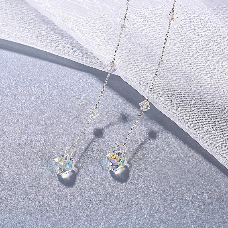 China New Jewelry Adjustable 925 Long Crystal Earrings