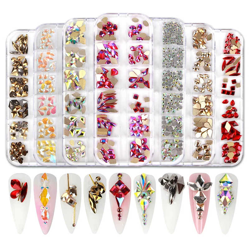 

NA-018 Glitter Nail Professional Design 120Pcs/Box Women Glitter Nail Art Flower Nail Art, Customized color