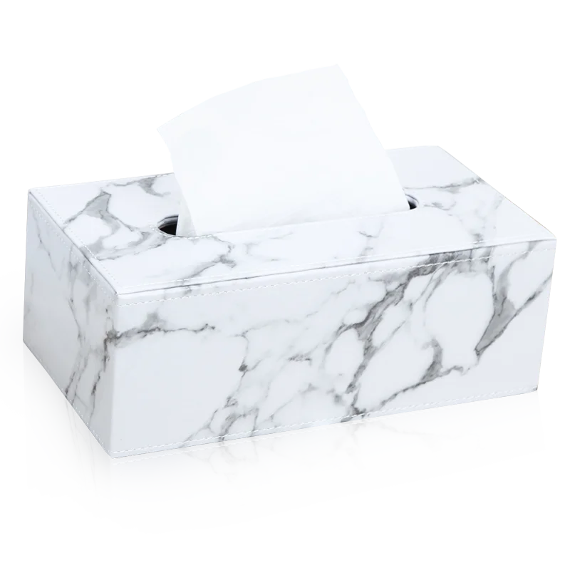 

1914 Marbled artificial PU leather cover large storage tissue box, Customized